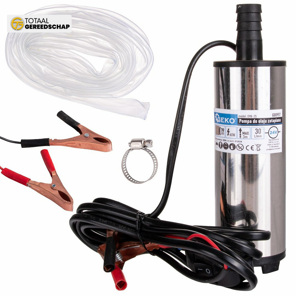 Submersible transfer pump diesel water oil 24V +3m hose