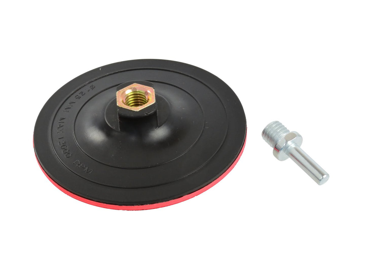 Haak-en-lus steunpad 125mm M14 met booradapter