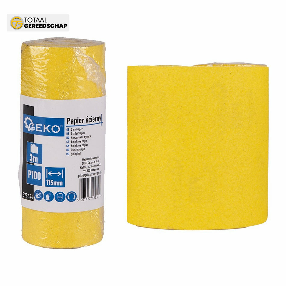 Sandpaper - roll 115mm x 3m P100