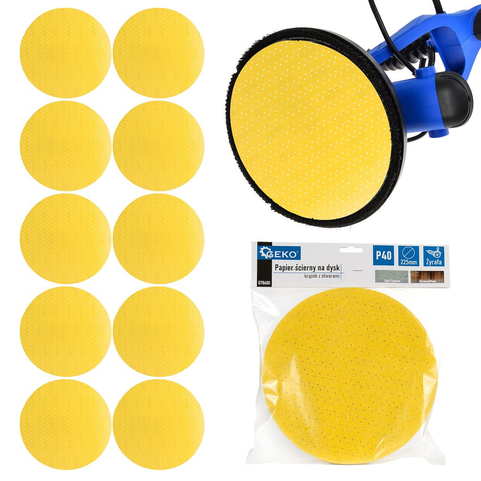 Aluminiumoxide schuurdiscus geel voor Giraffe-schuurmachine 225mm korrel 40