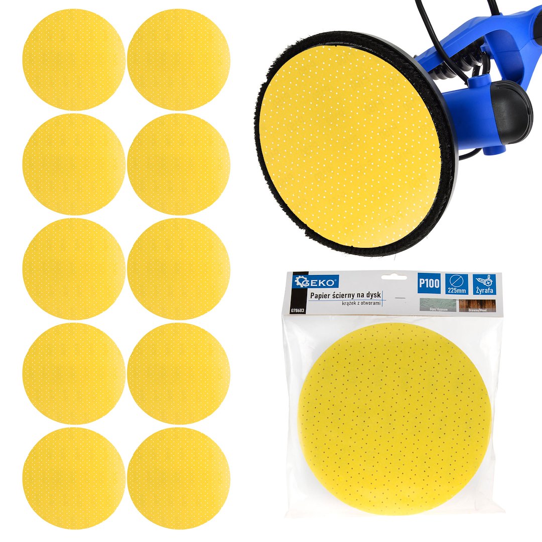 Aluminiumoxide schuurdiscus geel voor Giraffe-schuurmachine 225mm korrel 100